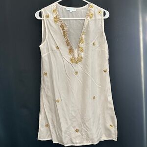 Elizabeth Hurley Beach Silk Tunic Size S Handcrafted Embroidered (WD004)